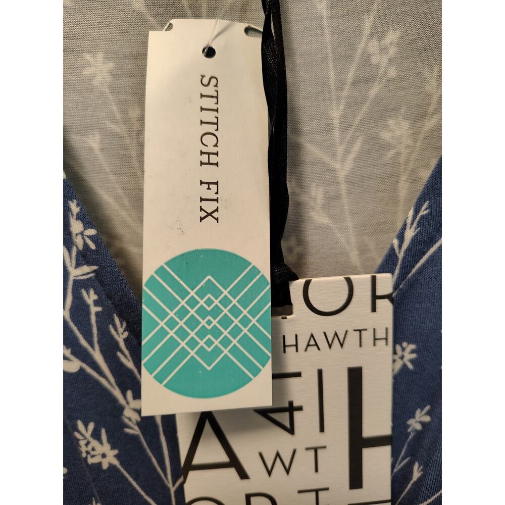 41 Hawthorn Maxi Dress Blue Floral Adelina Sleeveless Elastic Waist V Neck L - Picture 8 of 10